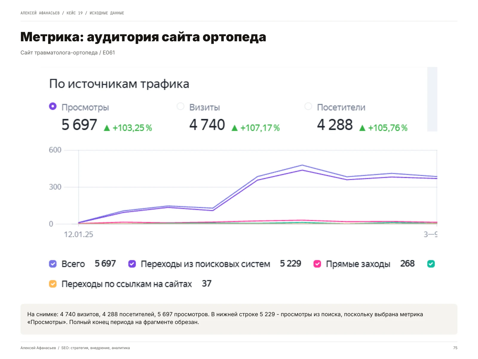 Сайт травматолога-ортопеда: Метрика: аудитория сайта ортопеда, страница 75 портфолио